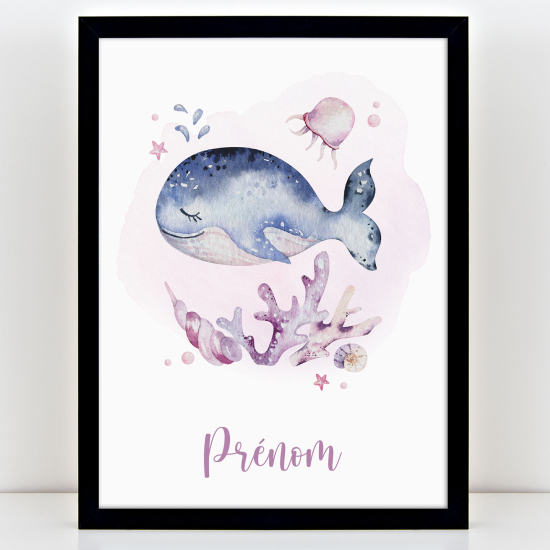 Affiche / Poster Prénom Enfants - Baleine 