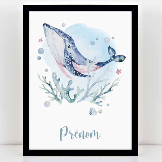 Affiche / Poster Prénom Enfants - Baleine