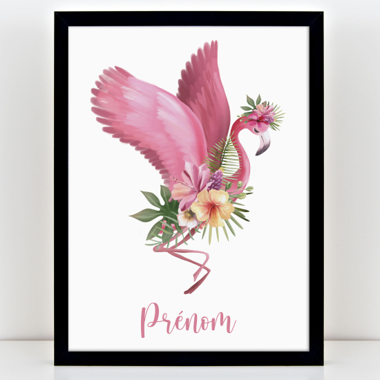 Affiche / Poster Prénom Enfants - Flamant rose