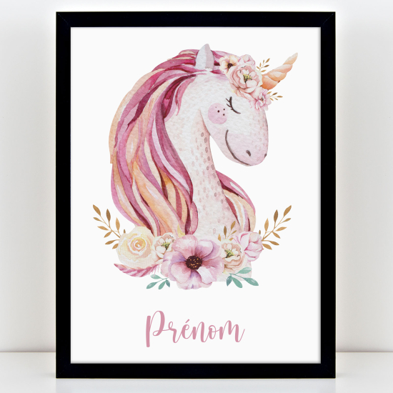 Affiche / Poster Prénom Enfants - Licorne