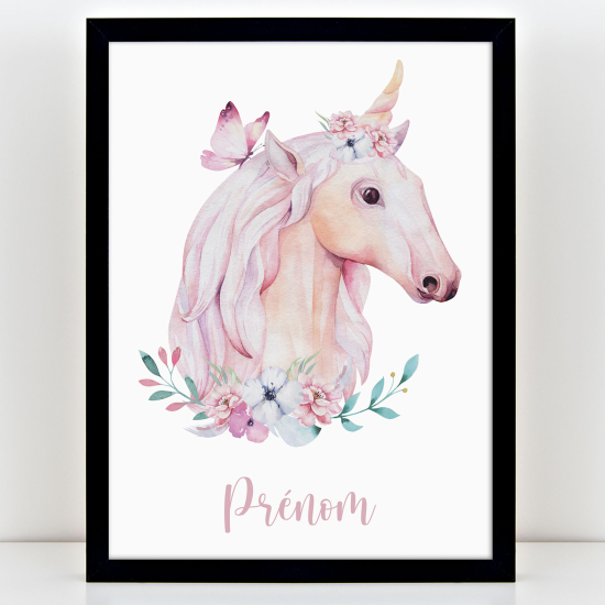 Affiche / Poster Prénom Enfants - Licorne