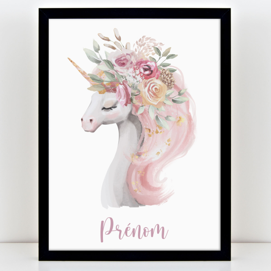 Affiche / Poster Prénom Enfants - Licorne