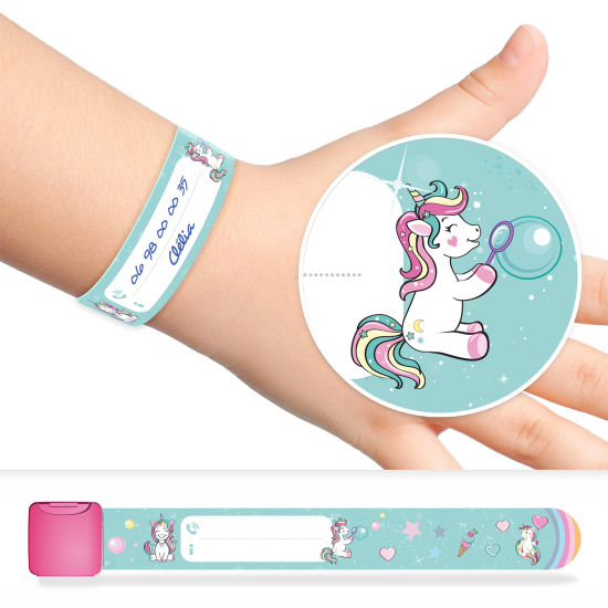 Bracelet d'identification enfant licornes