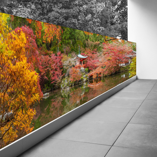 Brise vue Trompe l'œil - 100x300 cm - Temple japonais