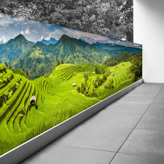 Brise vue Trompe l'œil - 100x375 cm - Rizières terrasses de Mu Cang Chai