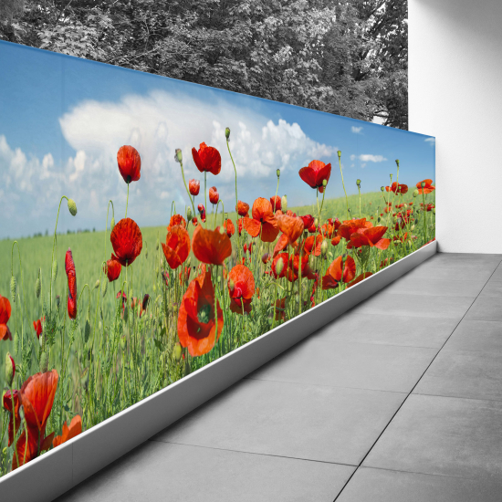 Brise vue Trompe l'œil - 110x305 cm - Coquelicots