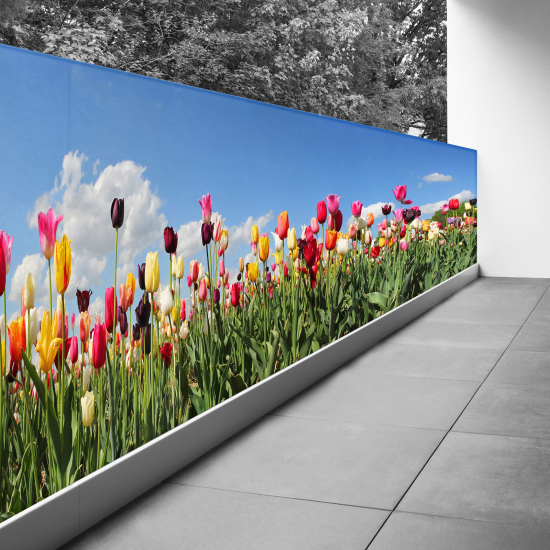 Brise vue Trompe l'œil - 120x390 cm - Tulipes