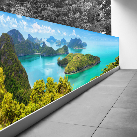 Brise vue Trompe l'œil - 120x480 cm - Iles paradisiaques