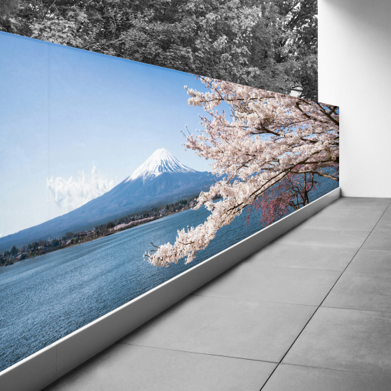 Brise vue Trompe l'œil - 90x250 cm -  Le Mont Fuji au bord de l'eau