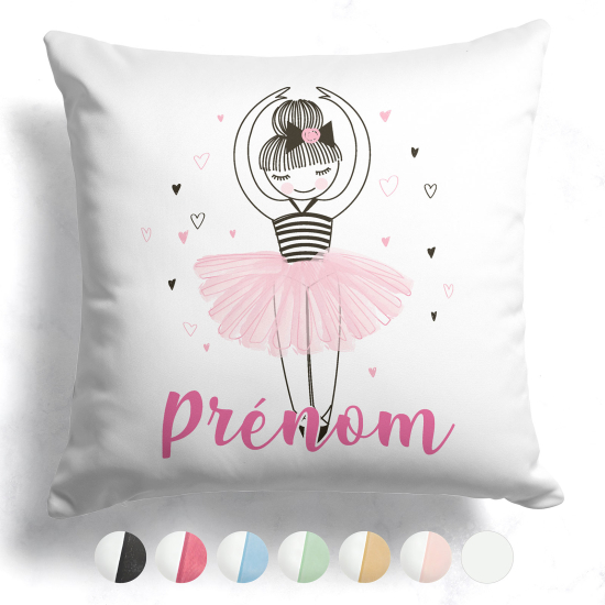 Coussin bicolore personnalisé - Danseuse coeurs