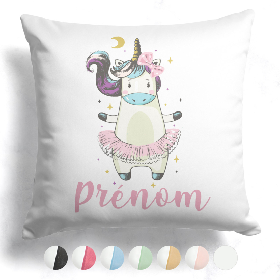 Coussin bicolore personnalisé - Danseuse licorne