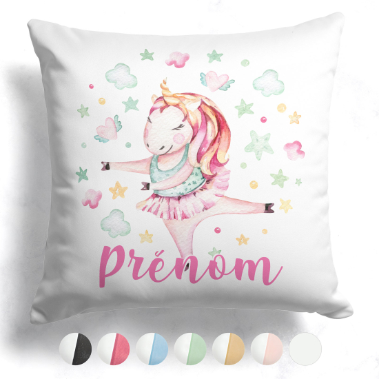 Coussin bicolore personnalisé - Danseuse licorne