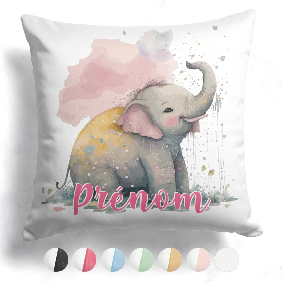 Coussin bicolore personnalisé - Éléphant