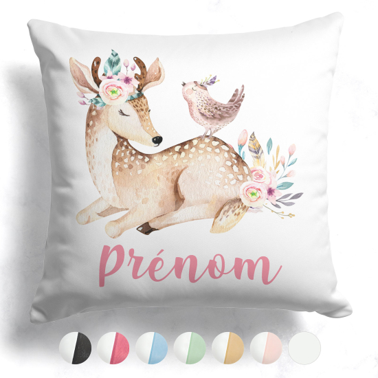 Coussin bicolore personnalisé - Faon