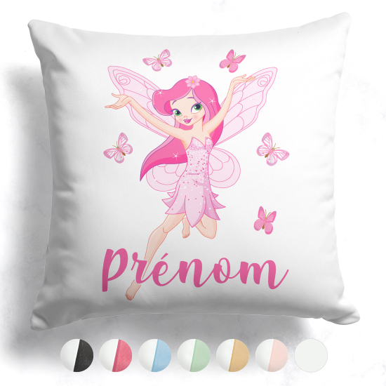 Coussin bicolore personnalisé - Fée papillons