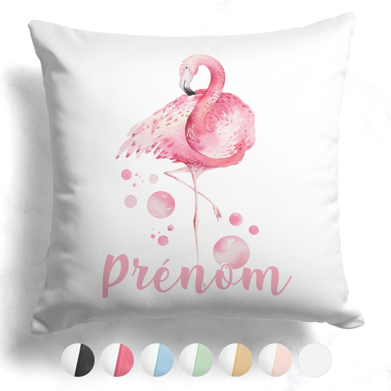 Coussin bicolore personnalisé - Flamant rose