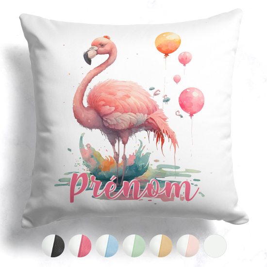 Coussin bicolore personnalisé - Flamants roses