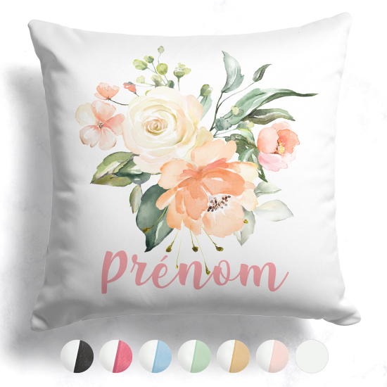 Coussin bicolore personnalisé - Fleurs