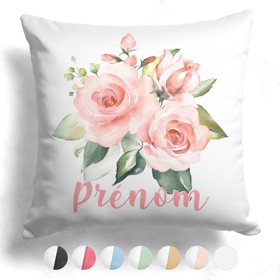 Coussin bicolore personnalisé - Fleurs