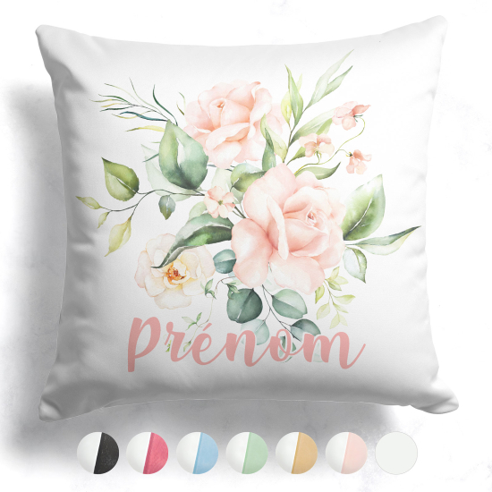 Coussin bicolore personnalisé - Fleurs