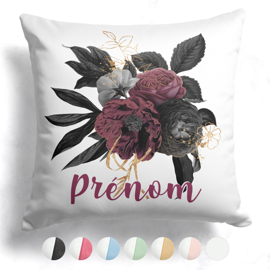 Coussin bicolore personnalisé - Fleurs