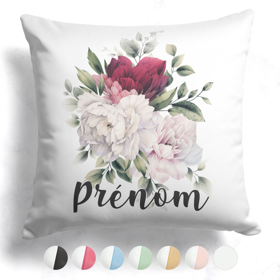 Coussin bicolore personnalisé - Fleurs