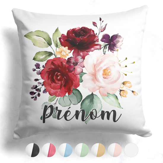 Coussin bicolore personnalisé - Fleurs