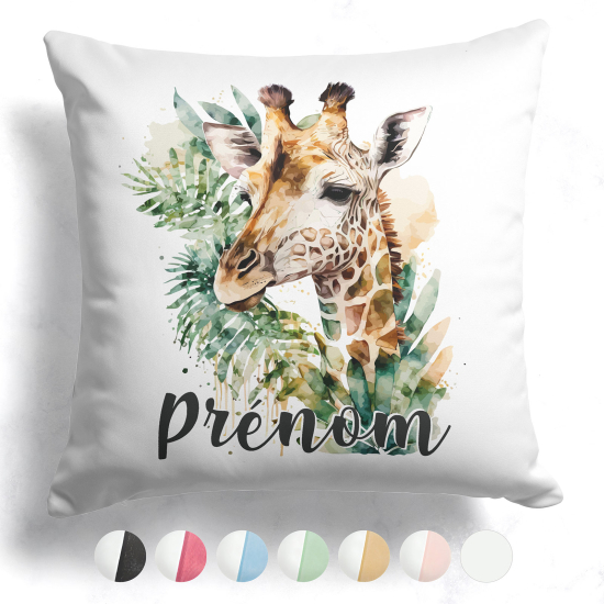 Coussin bicolore personnalisé - Girafe