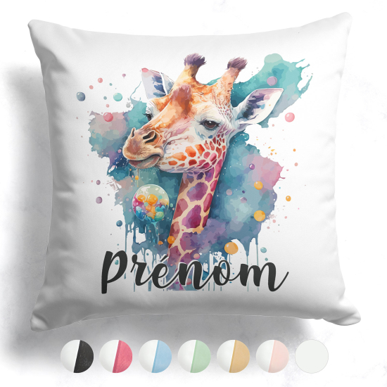 Coussin bicolore personnalisé - Girafe