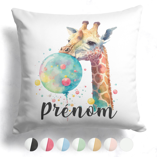 Coussin bicolore personnalisé - Girafe ballon