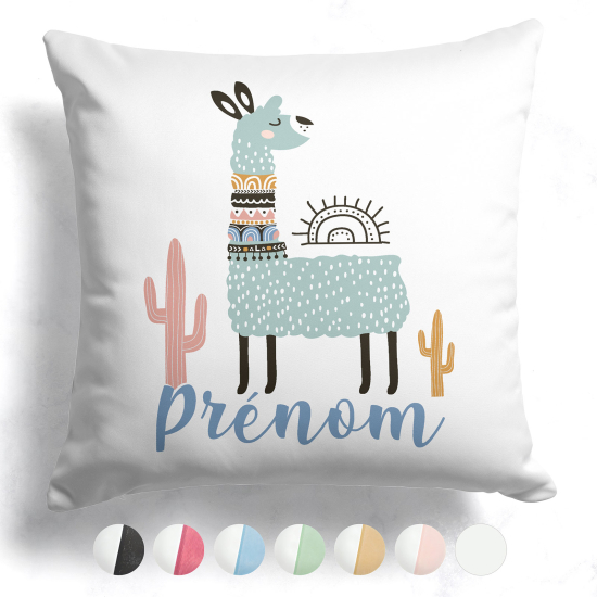 Coussin bicolore personnalisé - Lama cactus