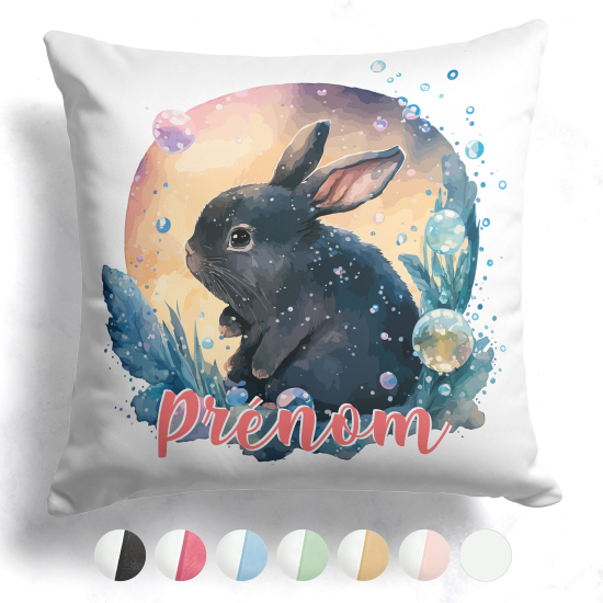 Coussin bicolore personnalisé - Lapin