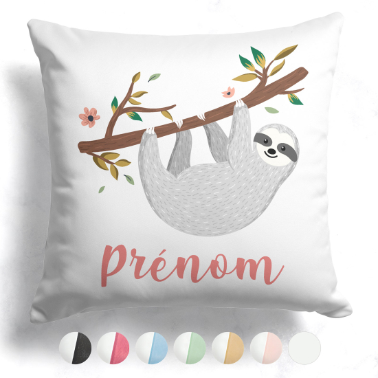 Coussin bicolore personnalisé - Paresseux