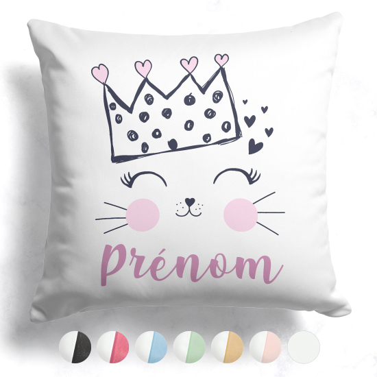 Coussin bicolore personnalisé - Reine des chats