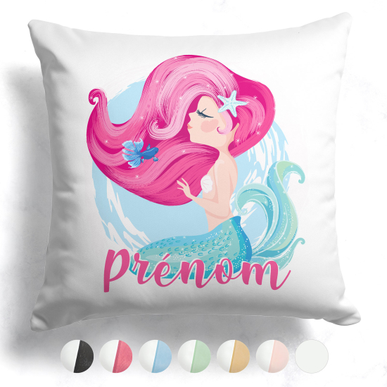 Coussin bicolore personnalisé - Sirène océan