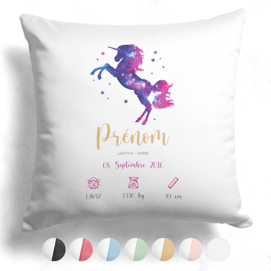 Coussin de naissance - Licorne étoiles