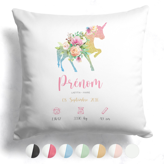 Coussin de naissance - Licorne paillettes