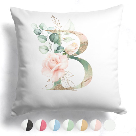 Coussin monogramme bicolore avec initiales - B