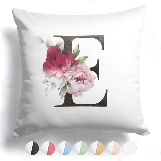 Coussin monogramme bicolore avec initiales - E