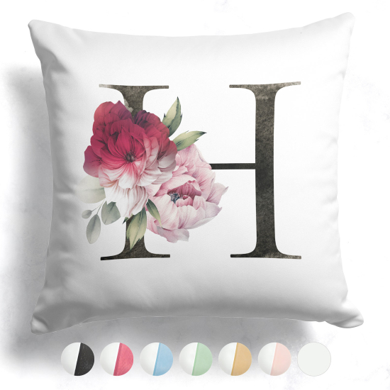 Coussin monogramme bicolore avec initiales - H