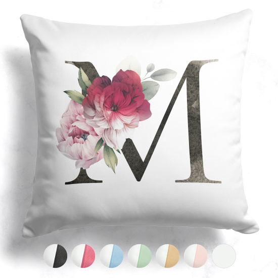 Coussin monogramme bicolore avec initiales - M