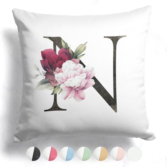 Coussin monogramme bicolore avec initiales - N