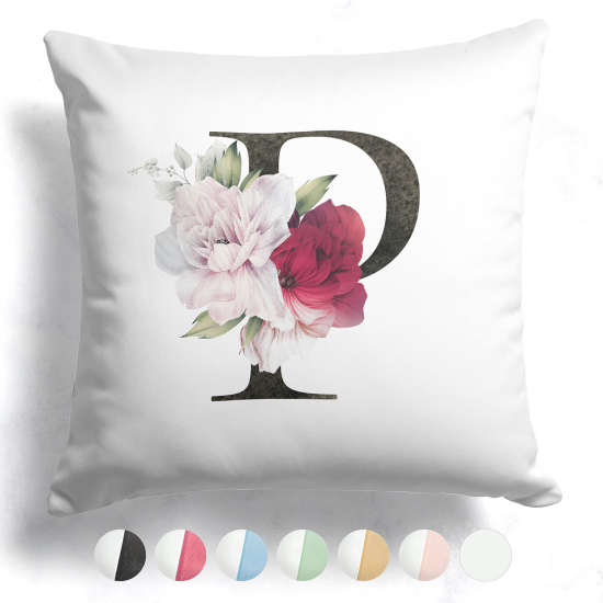 Coussin monogramme bicolore avec initiales - P