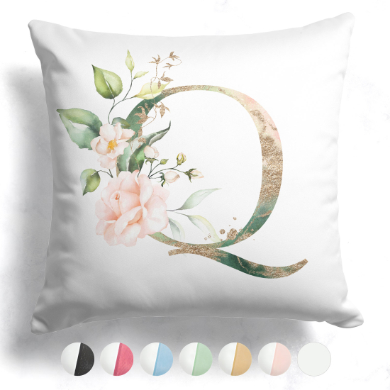 Coussin monogramme bicolore avec initiales - Q