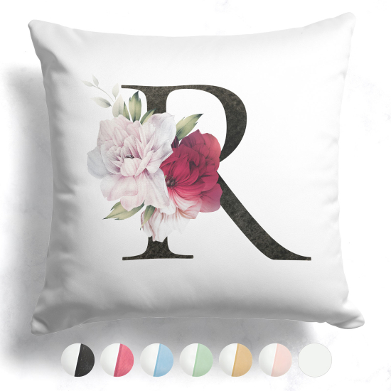 Coussin monogramme bicolore avec initiales - R