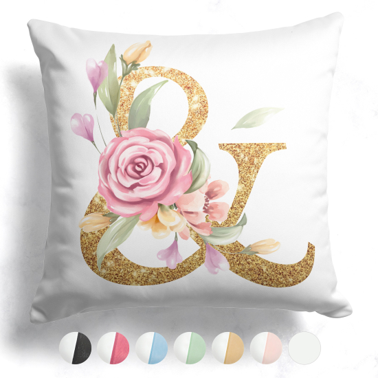 Coussin monogramme bicolore personnalisé - Lettre &