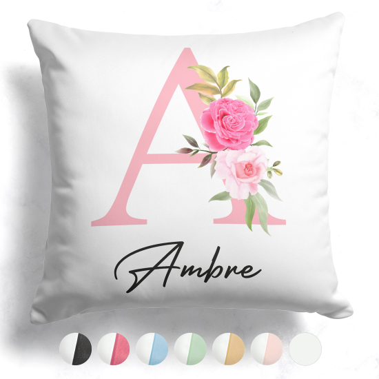 Coussin monogramme bicolore personnalisé - Lettre A