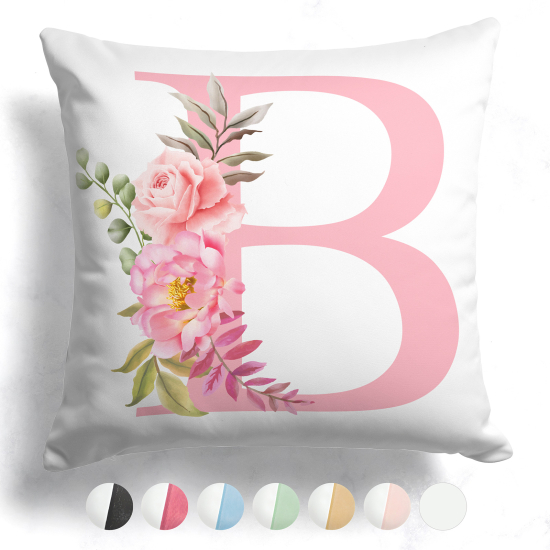 Coussin monogramme bicolore personnalisé - Lettre B