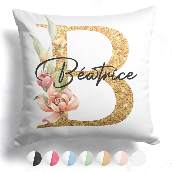 Coussin monogramme bicolore personnalisé - Lettre B