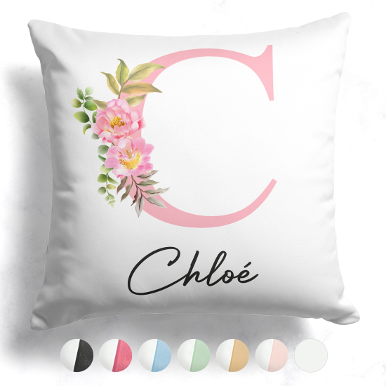 Coussin monogramme bicolore personnalisé - Lettre C